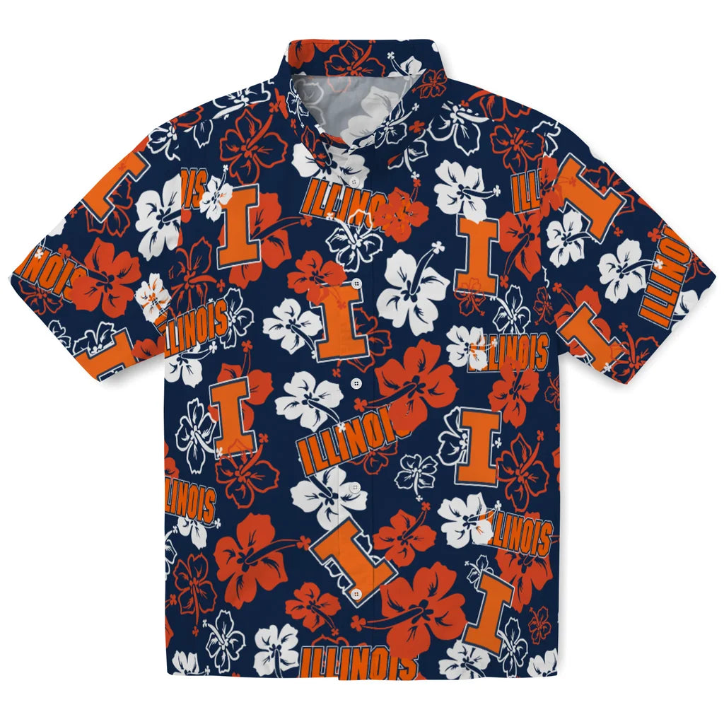 Illinois Fighting Illini Hibiscus Bloom Hawaiian Shirt – Moonbestprint