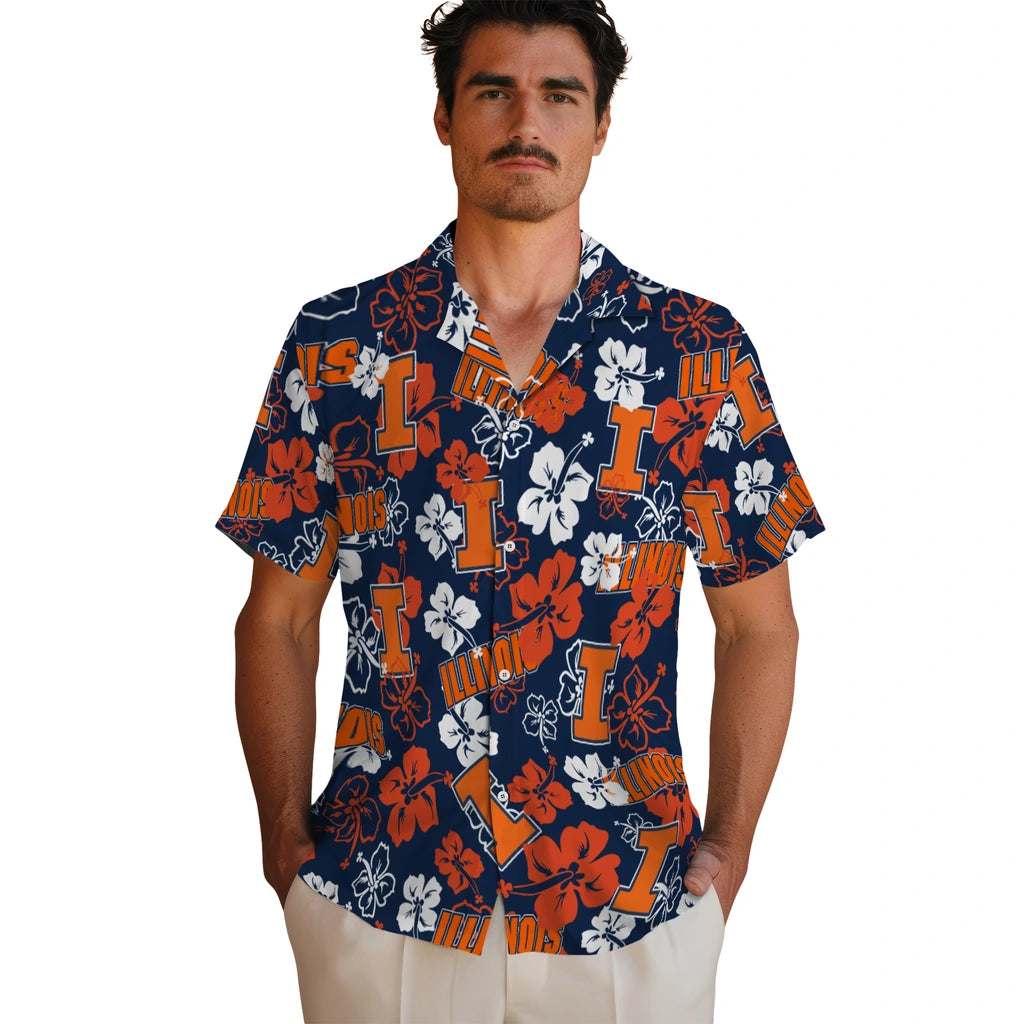 Illinois Fighting Illini Hibiscus Bloom Hawaiian Shirt – Moonbestprint