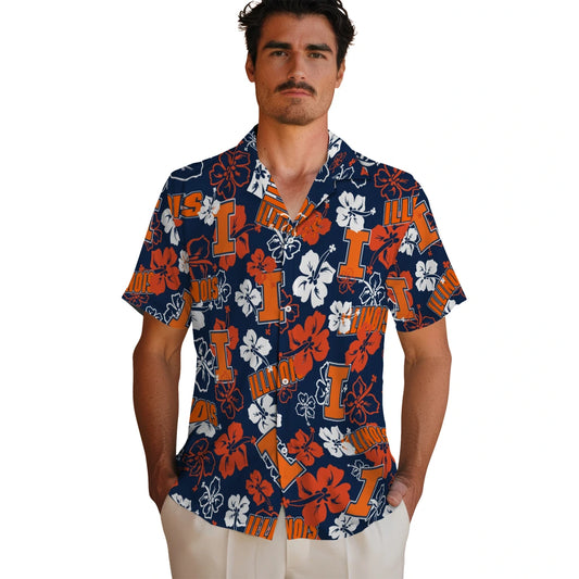 Illinois Fighting Illini Hibiscus Bloom Hawaiian Shirt – Moonbestprint