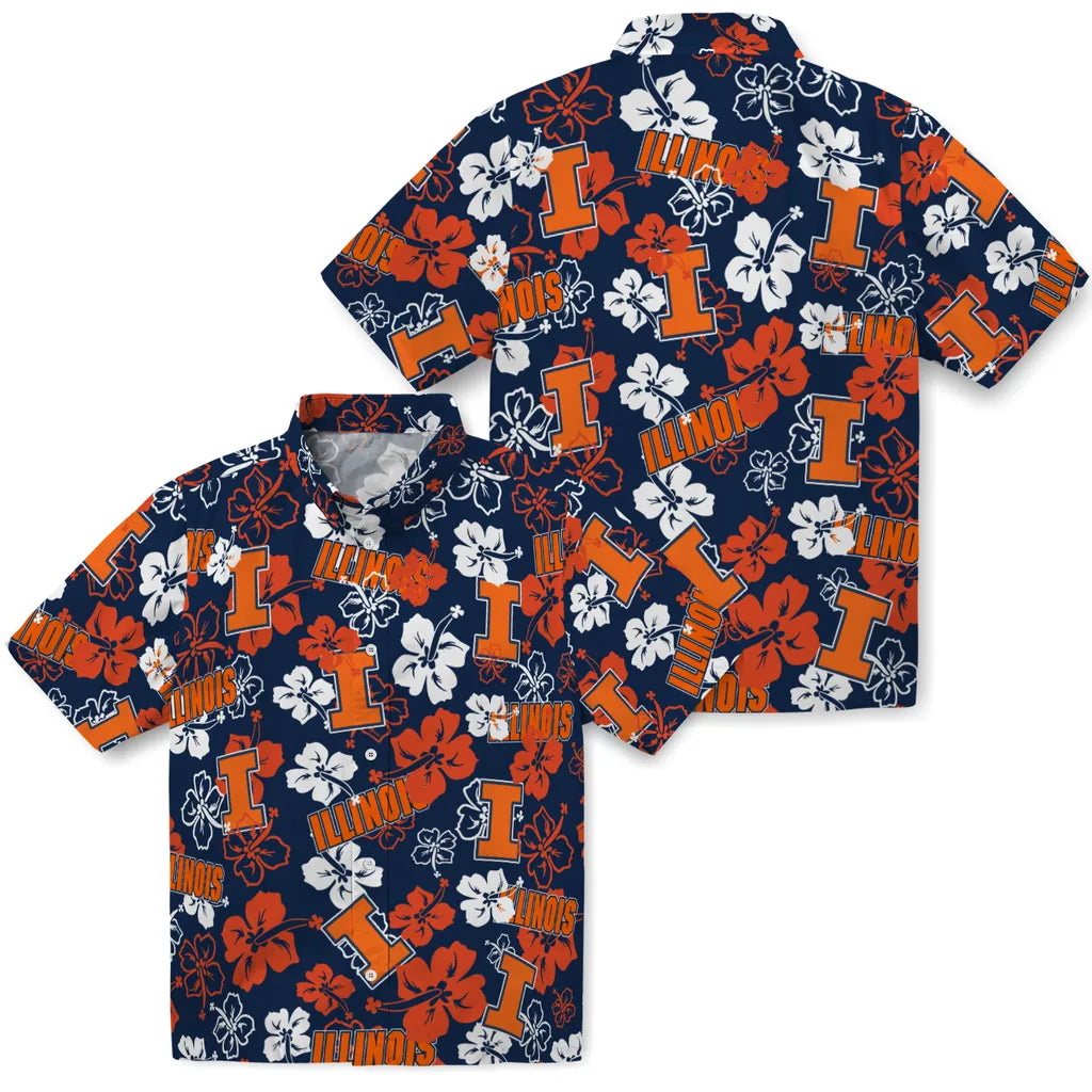 Illinois Fighting Illini Hibiscus Bloom Hawaiian Shirt – Moonbestprint