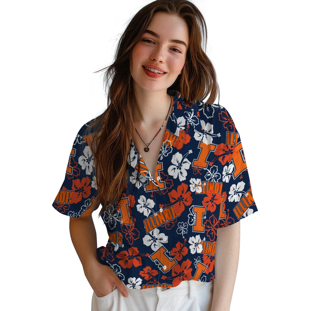 Illinois Fighting Illini Hibiscus Bloom Hawaiian Shirt – Moonbestprint