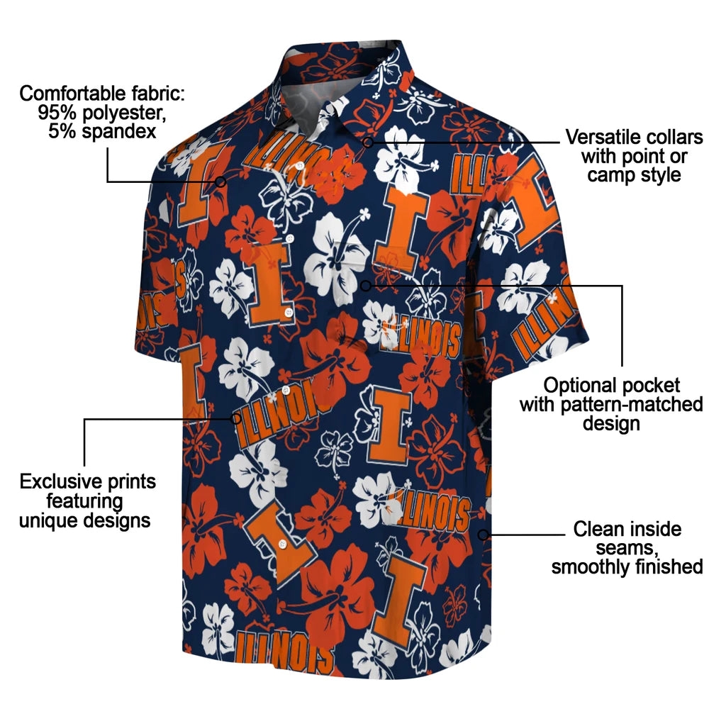 Illinois Fighting Illini Hibiscus Bloom Hawaiian Shirt – Moonbestprint
