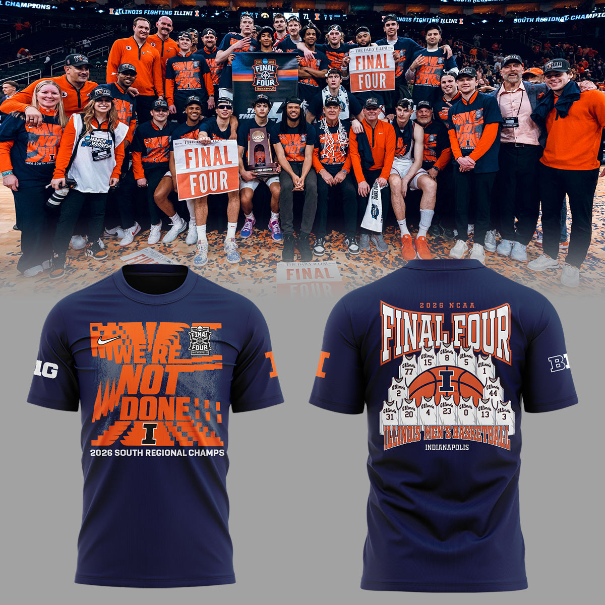 Illinois Fighting Illini Limited Edition 2026 MBB Final Four TShirt | RE37 Moonbestprint