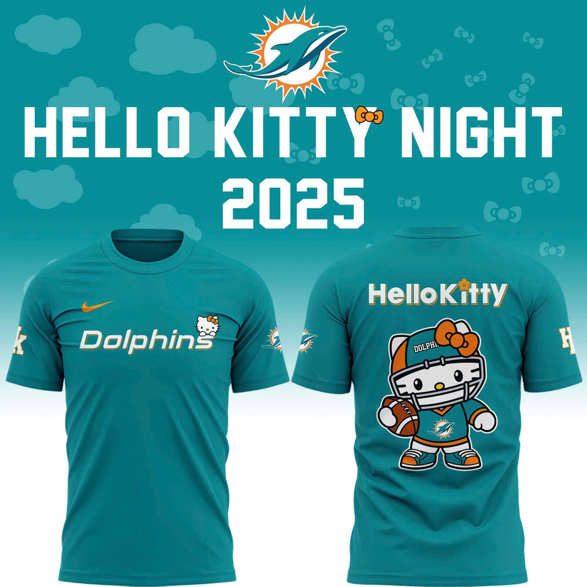 Special New Dolphins x Hello Kitty Tshirt 2025 Moonbestprint