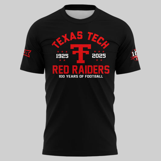 Black Texas Tech Red Raiders 100th Anniversary Fleece Tshirt Moonbestprint