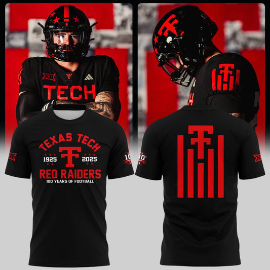 Black Texas Tech Red Raiders 100th Anniversary Fleece Tshirt Moonbestprint