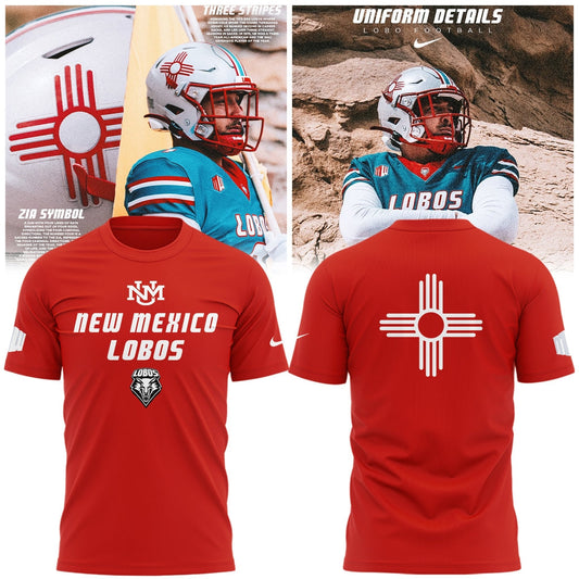 Special Edition New Mexico Lobos Wordmark Logo Uniform Tshirt - Red Moonbestprint