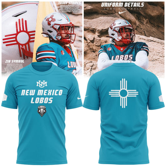 Special Edition New Mexico Lobos Wordmark Logo Uniform Tshirt - The Turquoise Moonbestprint