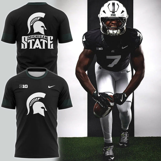 Special New Black Michigan State Spartans Alternate Uniform Tshirt | QY64 Moonbestprint