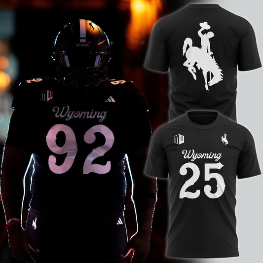 2025 Wyoming Cowboys Dark Mode Black T-Shirt | xV17 Moonbestprint