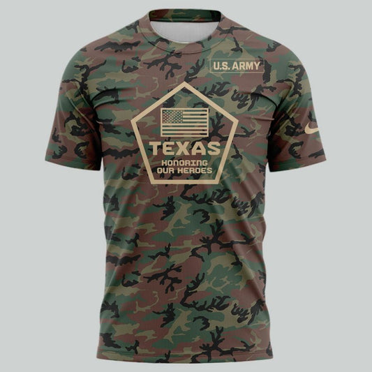 2025 Texas Longhorns Military Appreciation Camo T-Shirt | DN57 Moonbestprint