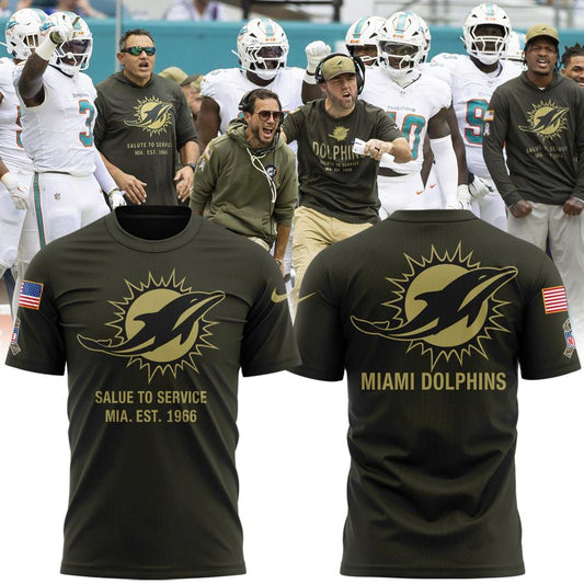 Miami Dolphins '' Military Night '' Special T-Shirt 2025 Moonbestprint
