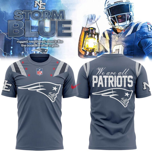 New England Patriots 2025 Rivalries Nor'Easter Storm Blue T-Shirt | YH55 Moonbestprint