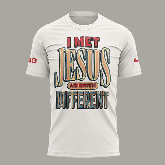 Back at Ohio State, J.T. Tuimoloau makes a statement in the 'I MET JESUS AND NOW I'M DIFFERENT' T-Shirt | JY27 Moonbestprint