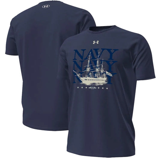 Under Armour Navy Navy Midshipmen 250th Anniversary Uniform Sideline Collection HeatGear T-Shirt | ZF92 Moonbestprint