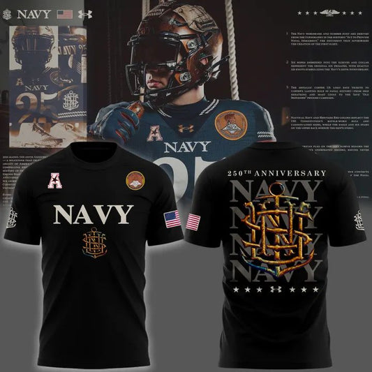 Navy Midshipmen 250th Anniversary T-shirt black | ZQ31 Moonbestprint