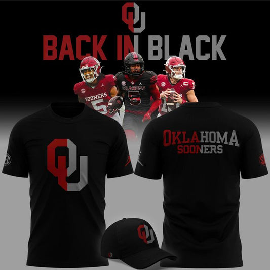 2025 limited edition t-shirt Oklahoma Sooners football "Back In Black" for fans | UL15 Moonbestprint