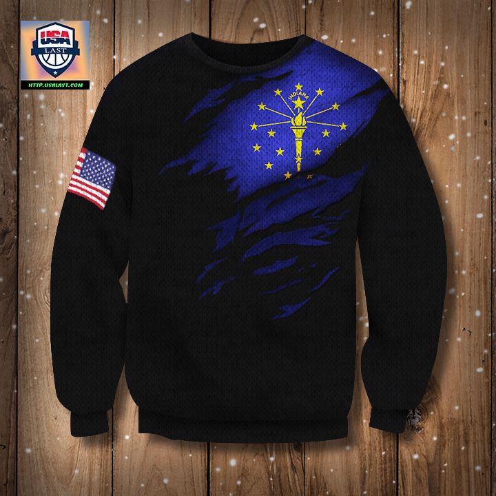 Indiana State Flag Sweater Indiana Flag ? American Flag Logo Sweater Patriotic Gift ? Usalast