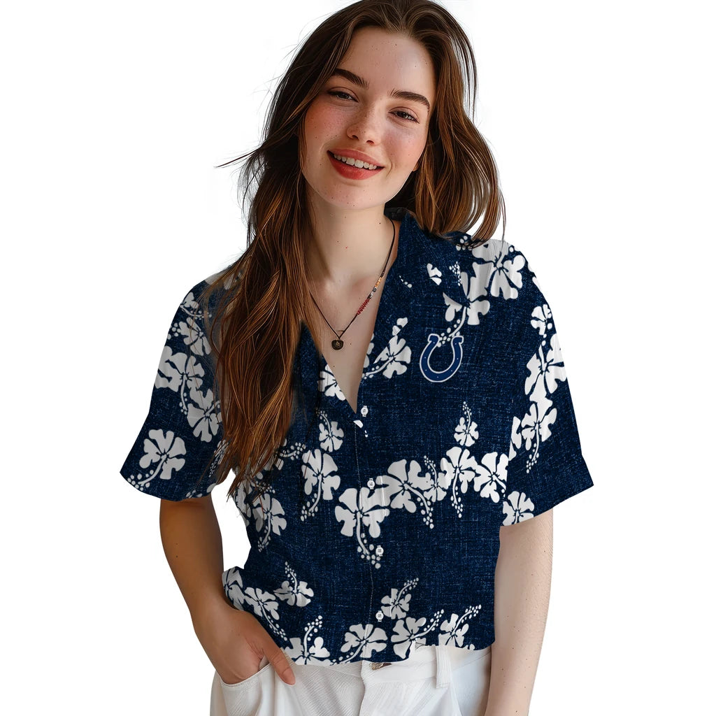 Indianapolis Colts Hawaiian Shirt - 50th State Flower | Moonbestprint