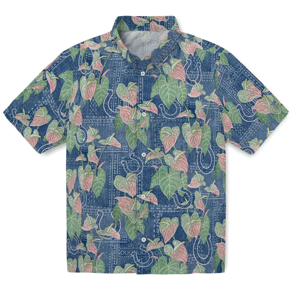 Indianapolis Colts Hawaiian Shirt - Anthurium Overlay | Moonbestprint