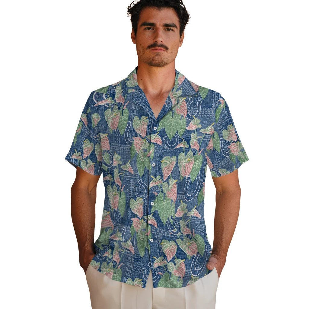 Indianapolis Colts Hawaiian Shirt - Anthurium Overlay | Moonbestprint
