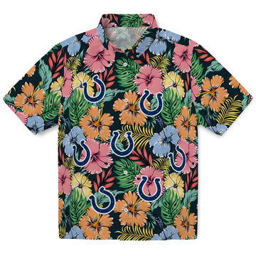 Indianapolis Colts Hawaiian Shirt - Brilliant Hibiscus Garden | Moonbestprint