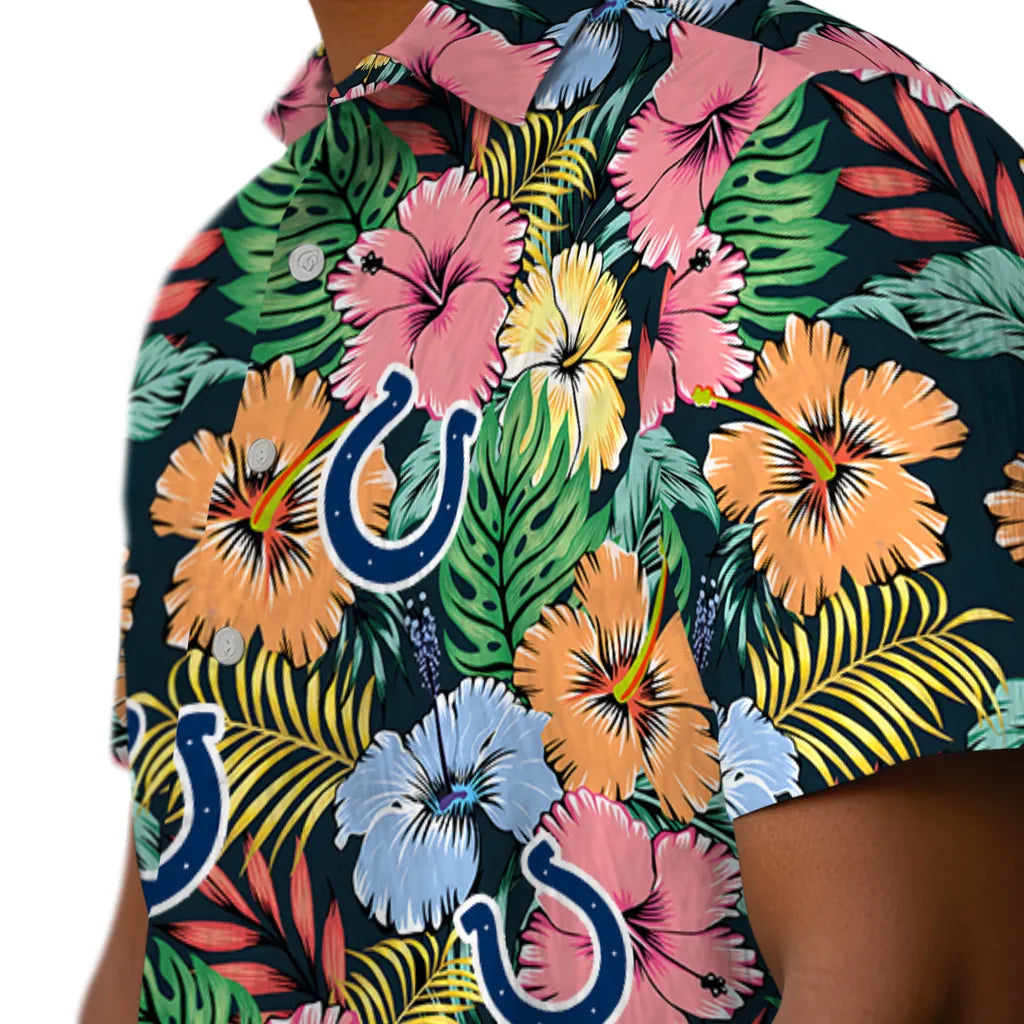 Indianapolis Colts Hawaiian Shirt - Brilliant Hibiscus Garden | Moonbestprint