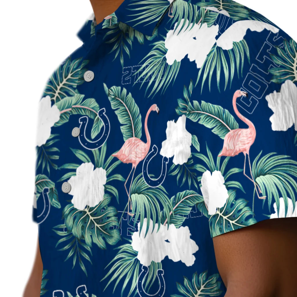 Indianapolis Colts Hawaiian Shirt - Flamingo and Hibiscus | Moonbestprint