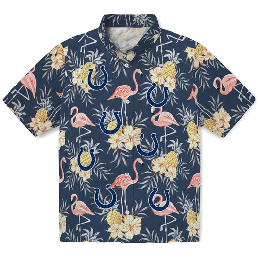 Indianapolis Colts Hawaiian Shirt - Flamingo Hibiscus | Moonbestprint