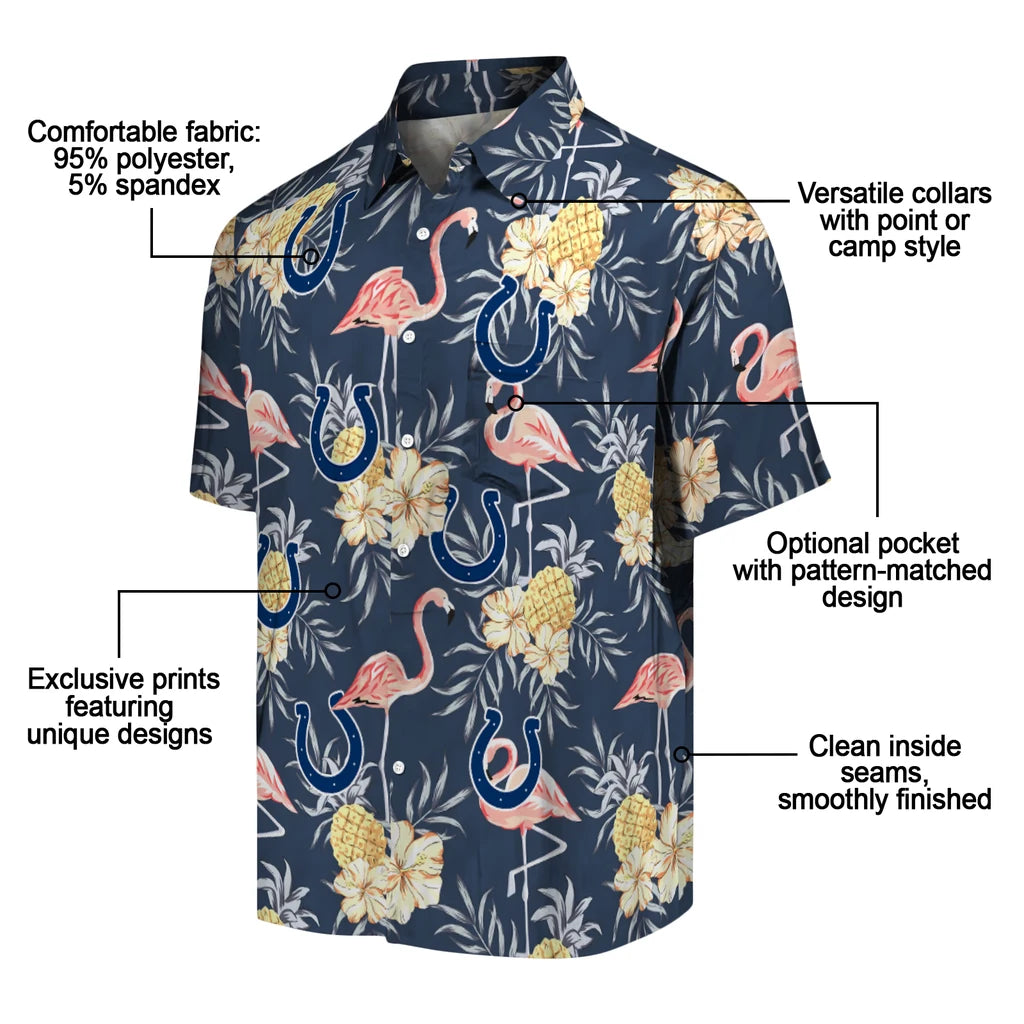 Indianapolis Colts Hawaiian Shirt - Flamingo Hibiscus | Moonbestprint