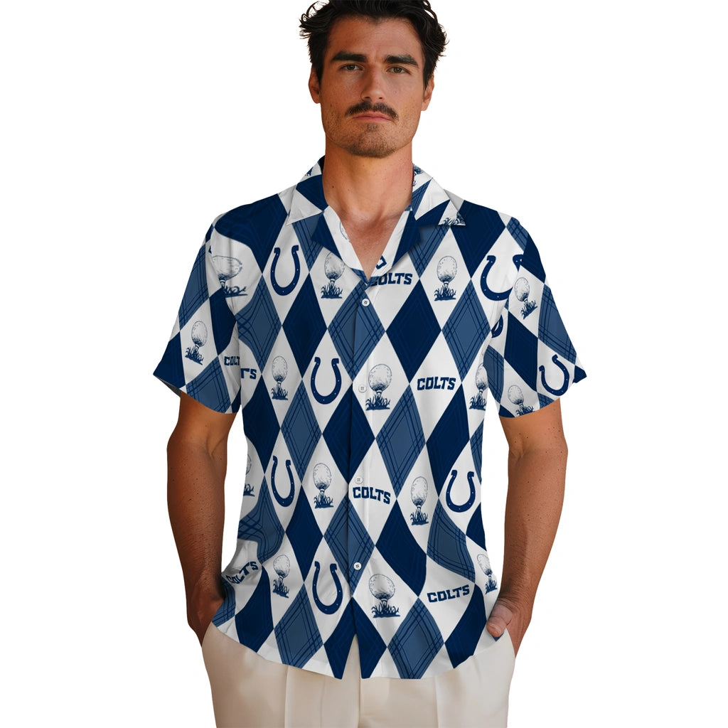 Indianapolis Colts Hawaiian Shirt - Golfing Plaid | Moonbestprint