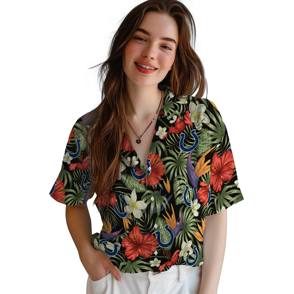 Indianapolis Colts Hawaiian Shirt - Hawaii Floral Hibiscus | Moonbestprint