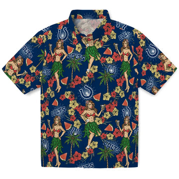 Indianapolis Colts Hawaiian Shirt - Hawaiian Girls Design | Moonbestprint