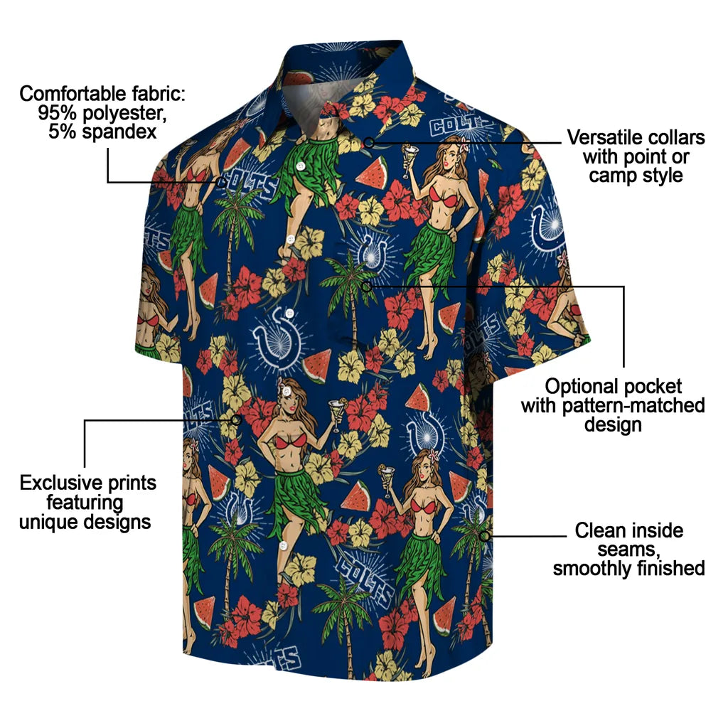Indianapolis Colts Hawaiian Shirt - Hawaiian Girls Design | Moonbestprint