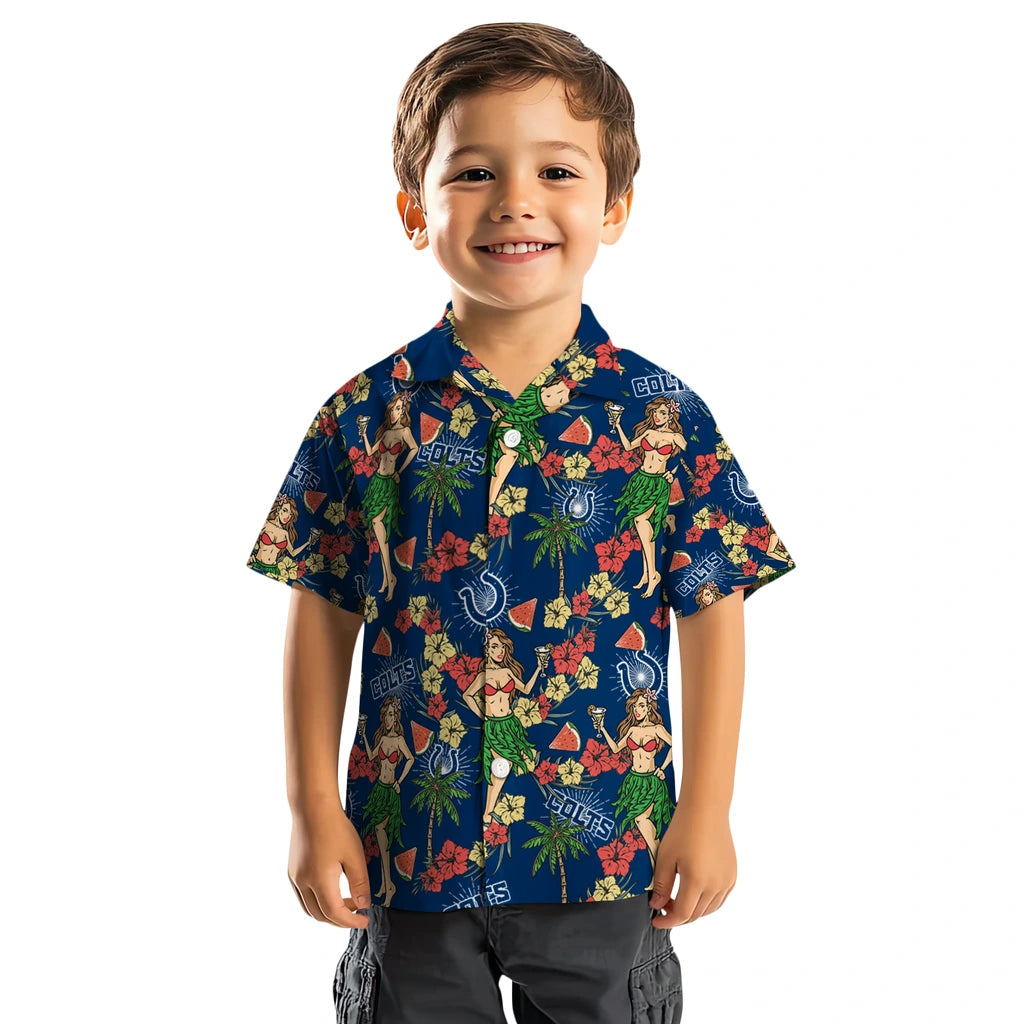 Indianapolis Colts Hawaiian Shirt - Hawaiian Girls Design | Moonbestprint