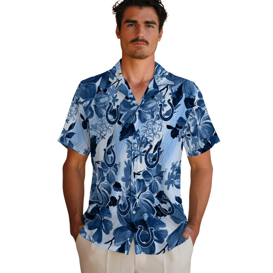 Indianapolis Colts Hawaiian Shirt - Hibiscus Arrangement | Moonbestprint