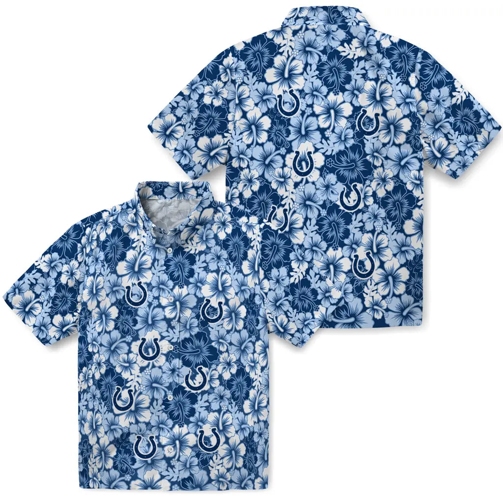 Indianapolis Colts Hawaiian Shirt - Hibiscus Blooms | Moonbestprint