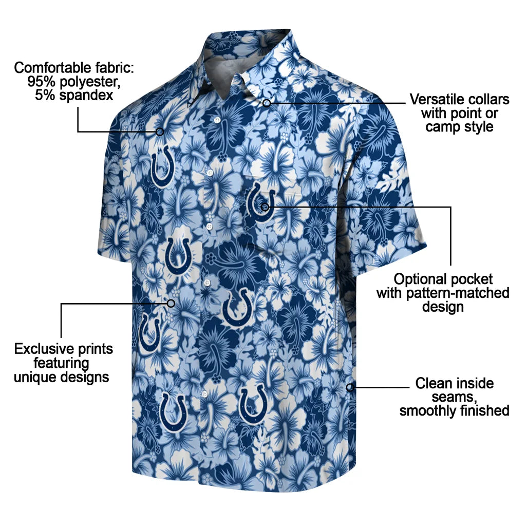 Indianapolis Colts Hawaiian Shirt - Hibiscus Blooms | Moonbestprint