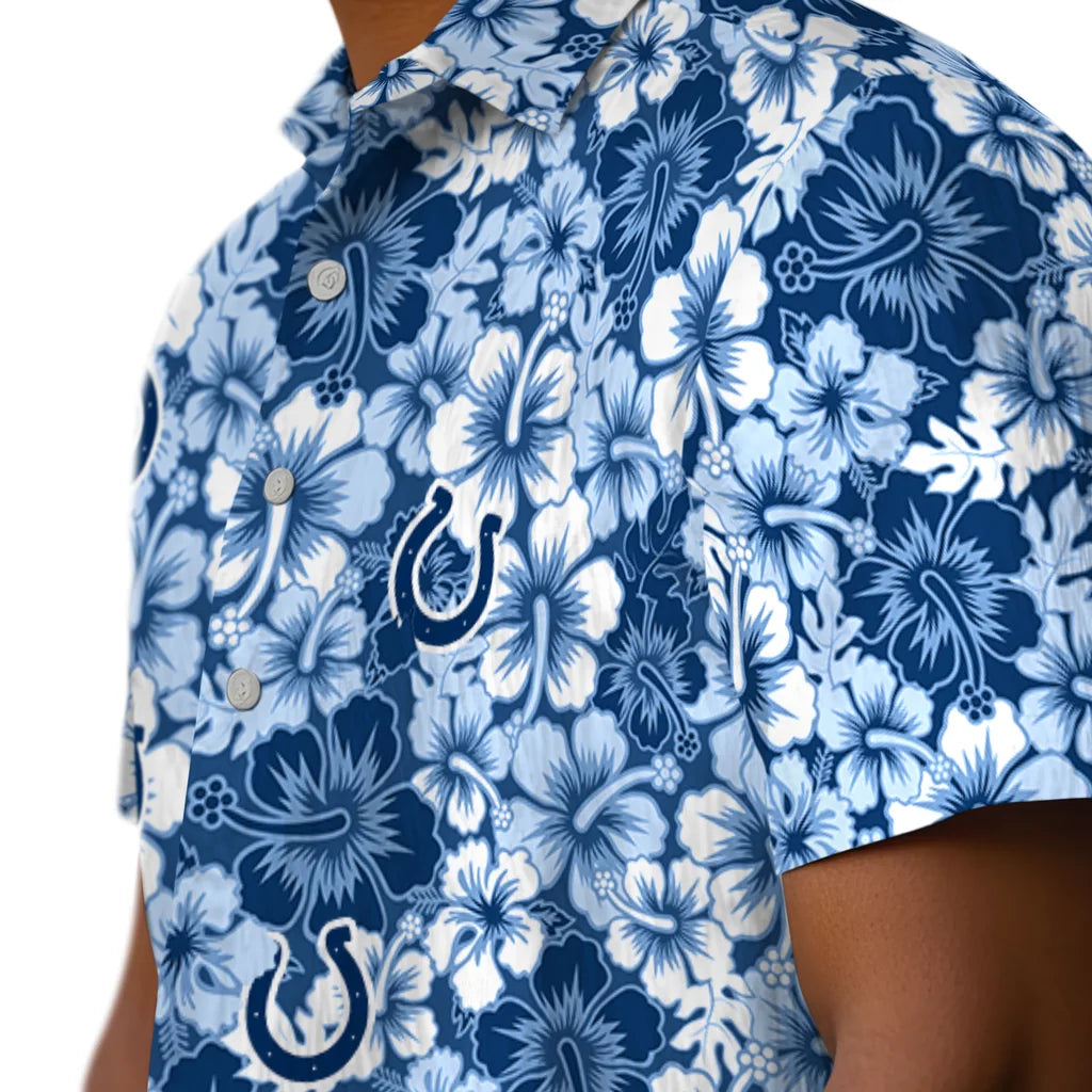 Indianapolis Colts Hawaiian Shirt - Hibiscus Blooms | Moonbestprint