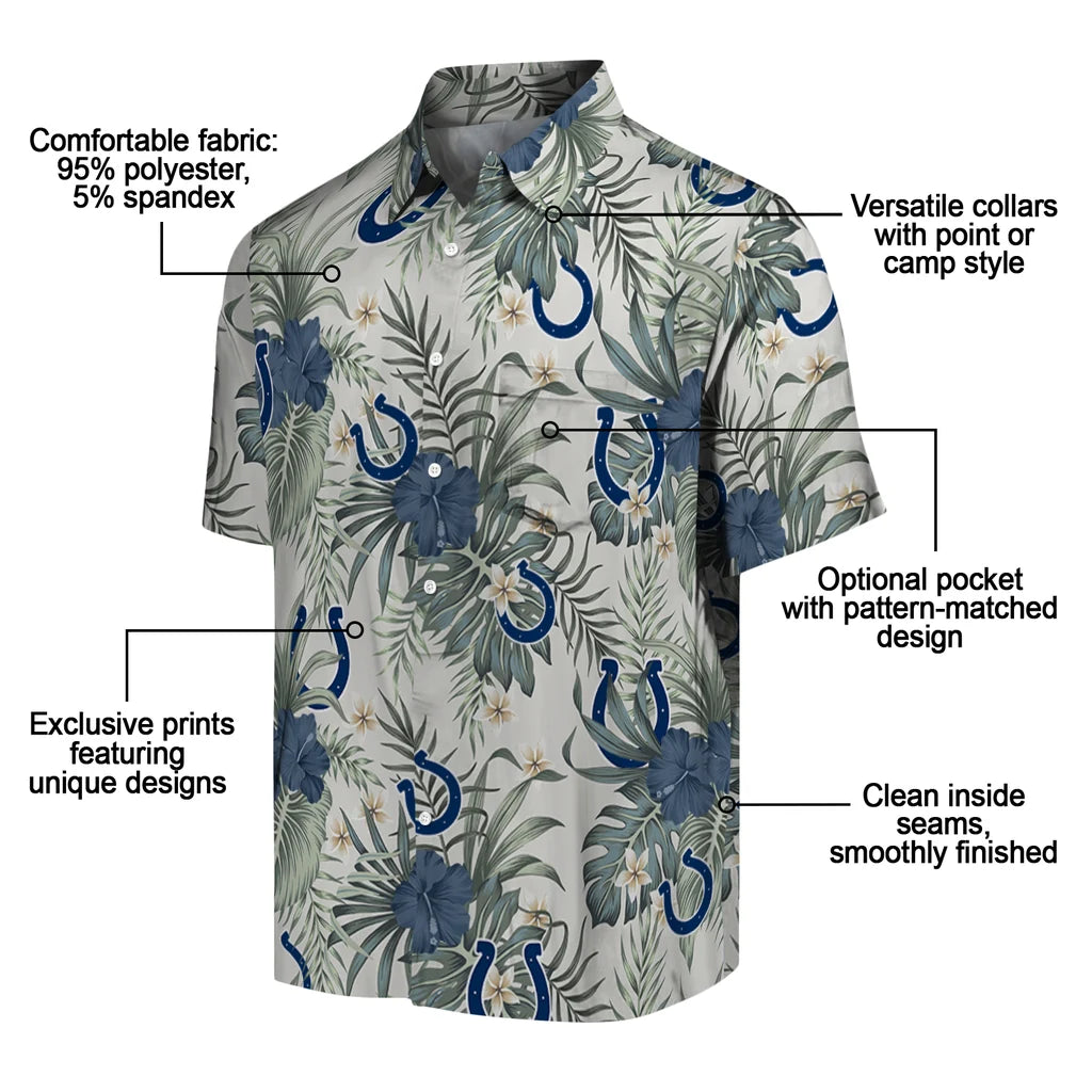 Indianapolis Colts Hawaiian Shirt - Hibiscus Designs | Moonbestprint