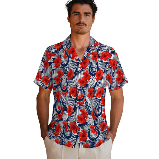 Indianapolis Colts Hawaiian Shirt - Hibiscus Fiesta | Moonbestprint