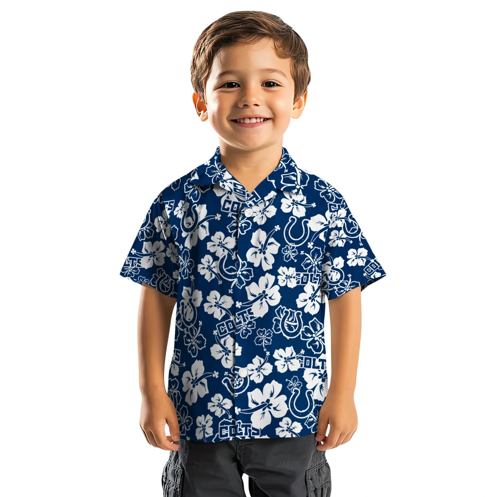 Indianapolis Colts Hawaiian Shirt - Hibiscus Flower Design | Moonbestprint