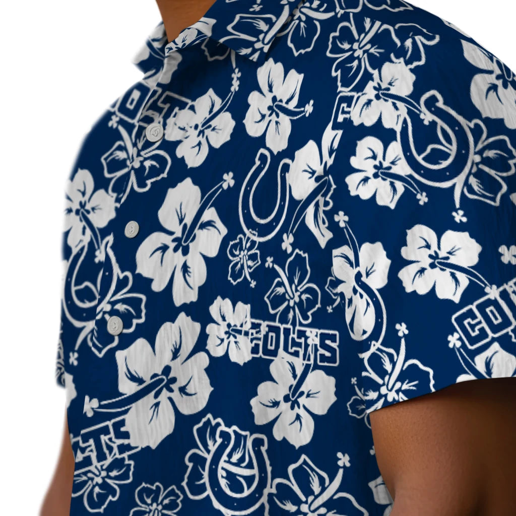 Indianapolis Colts Hawaiian Shirt - Hibiscus Flower Design | Moonbestprint