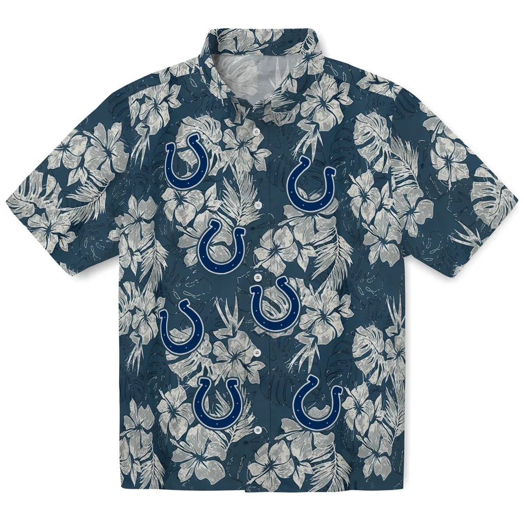 Indianapolis Colts Hawaiian Shirt - Hibiscus Flowers | Moonbestprint