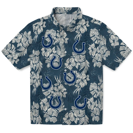 Indianapolis Colts Hawaiian Shirt - Hibiscus Flowers | Moonbestprint