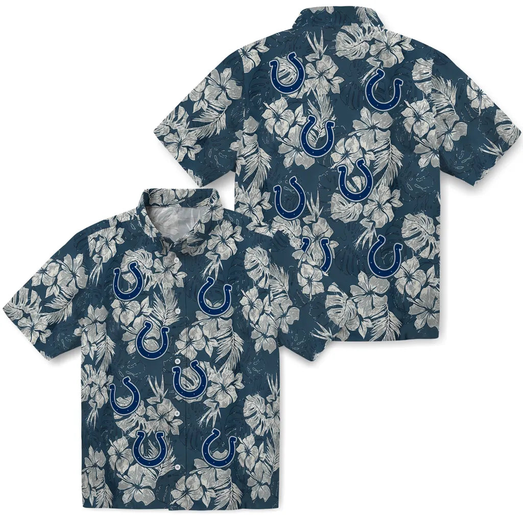 Indianapolis Colts Hawaiian Shirt - Hibiscus Flowers | Moonbestprint