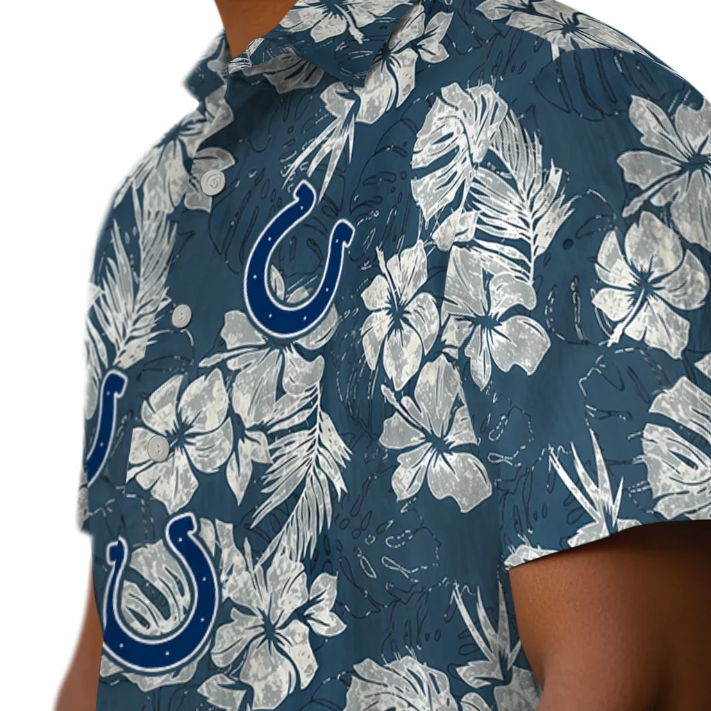 Indianapolis Colts Hawaiian Shirt - Hibiscus Flowers | Moonbestprint