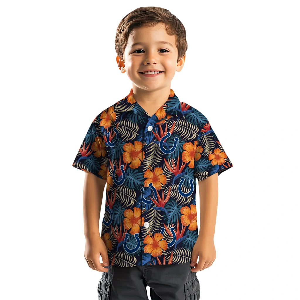 Indianapolis Colts Hawaiian Shirt - Hibiscus Foliage | Moonbestprint