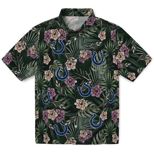 Indianapolis Colts Hawaiian Shirt - Hibiscus Leaves Pattern | Moonbestprint
