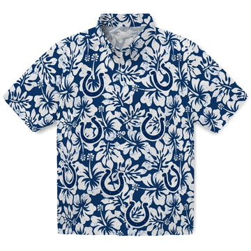Indianapolis Colts Hawaiian Shirt - Hibiscus Motif | Moonbestprint